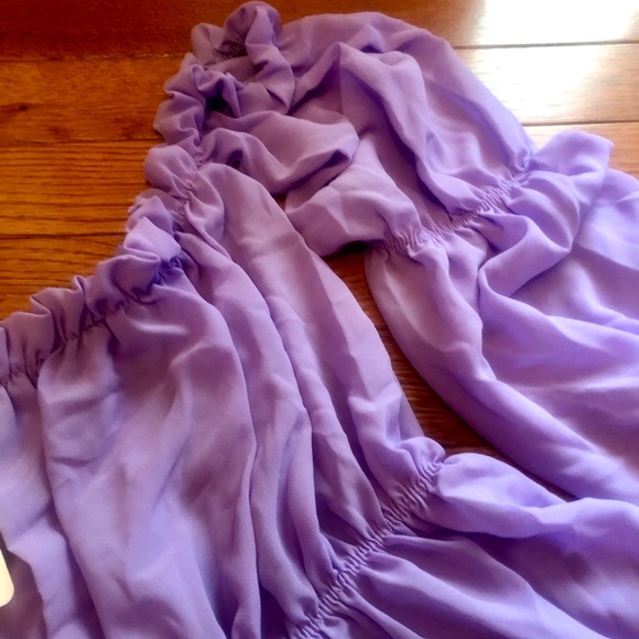 New NWT ~lilac purple lavender off the shoulder ruffle boho bohemian top S/M - Picture 8 of 12